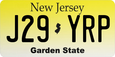 NJ license plate J29YRP