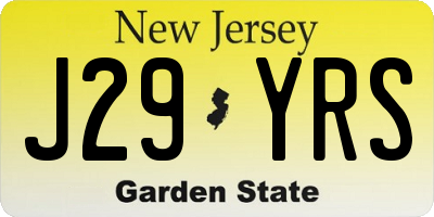 NJ license plate J29YRS