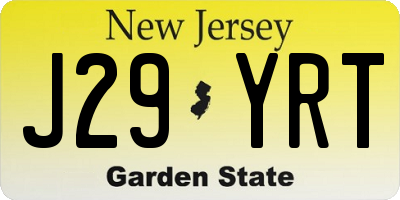 NJ license plate J29YRT