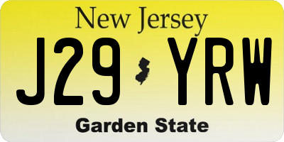 NJ license plate J29YRW