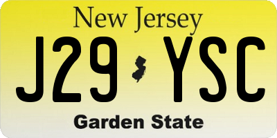 NJ license plate J29YSC