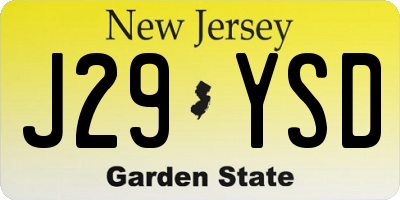 NJ license plate J29YSD