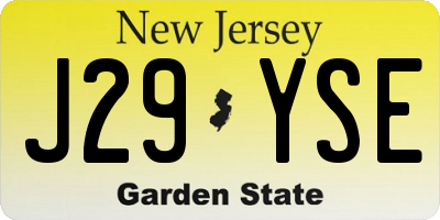 NJ license plate J29YSE