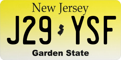 NJ license plate J29YSF