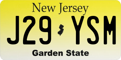 NJ license plate J29YSM