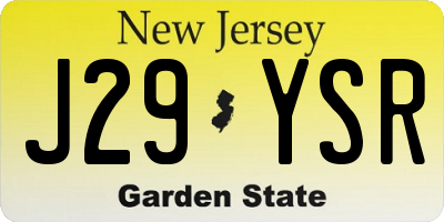 NJ license plate J29YSR