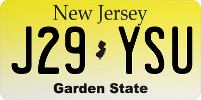 NJ license plate J29YSU