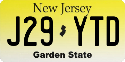 NJ license plate J29YTD
