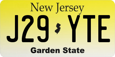 NJ license plate J29YTE
