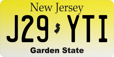 NJ license plate J29YTI