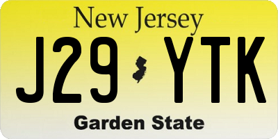 NJ license plate J29YTK