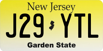 NJ license plate J29YTL