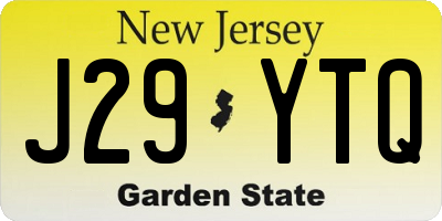 NJ license plate J29YTQ