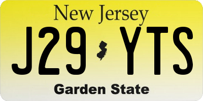 NJ license plate J29YTS