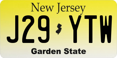 NJ license plate J29YTW