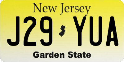 NJ license plate J29YUA