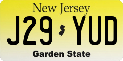 NJ license plate J29YUD