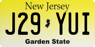 NJ license plate J29YUI