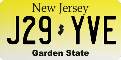 NJ license plate J29YVE