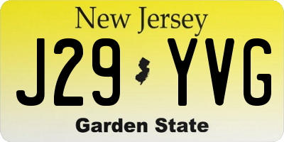 NJ license plate J29YVG