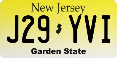 NJ license plate J29YVI
