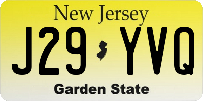 NJ license plate J29YVQ