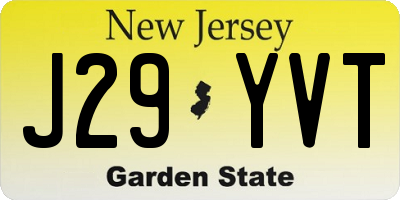 NJ license plate J29YVT