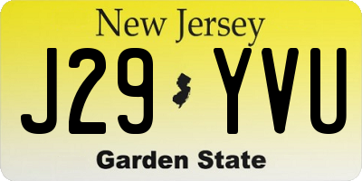 NJ license plate J29YVU