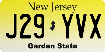 NJ license plate J29YVX