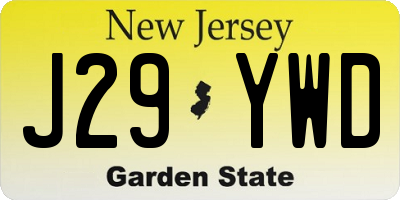 NJ license plate J29YWD