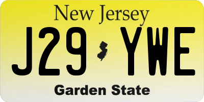 NJ license plate J29YWE