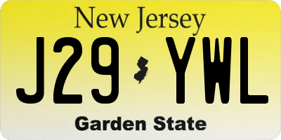 NJ license plate J29YWL