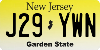 NJ license plate J29YWN