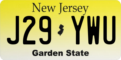 NJ license plate J29YWU
