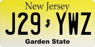 NJ license plate J29YWZ