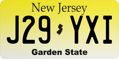 NJ license plate J29YXI