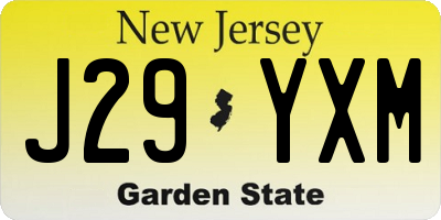 NJ license plate J29YXM