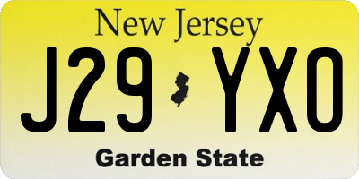 NJ license plate J29YXO
