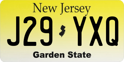 NJ license plate J29YXQ