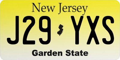 NJ license plate J29YXS