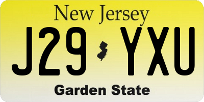 NJ license plate J29YXU
