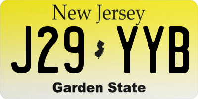 NJ license plate J29YYB