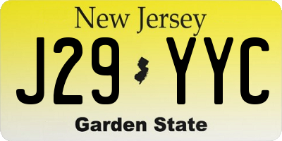 NJ license plate J29YYC