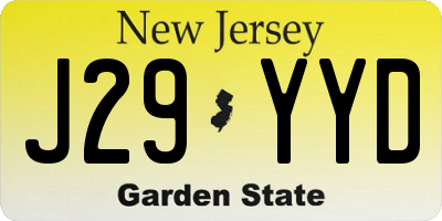 NJ license plate J29YYD
