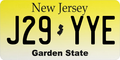 NJ license plate J29YYE