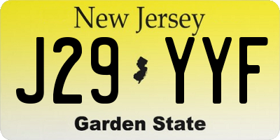 NJ license plate J29YYF