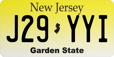 NJ license plate J29YYI