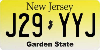 NJ license plate J29YYJ