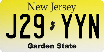 NJ license plate J29YYN
