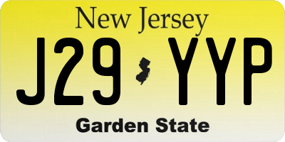 NJ license plate J29YYP